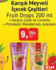 FRUİT DROPS KARIŞIK MEYVELİ İÇECEK ÇEŞİTLERİ 200 ML